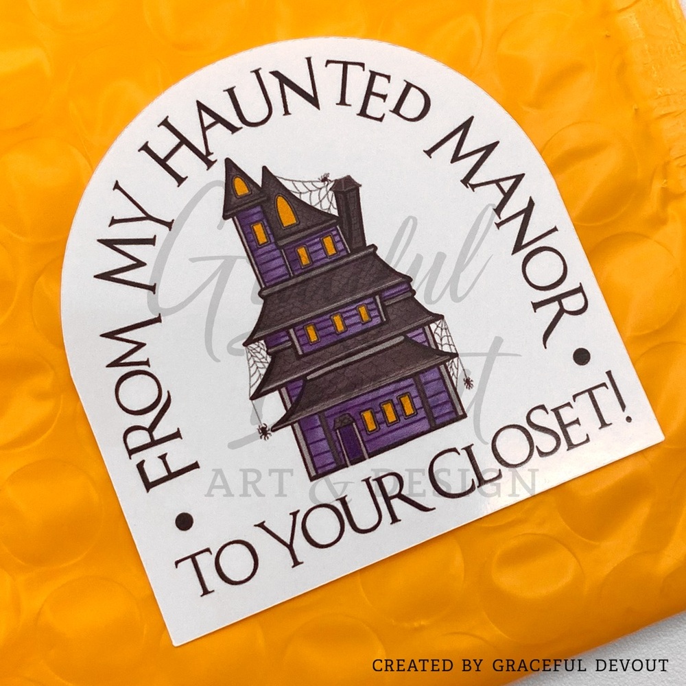 From My Haunted Manor To Your Closet! 2" (inches) (48ct.) Stickers - Picture 4 of 5